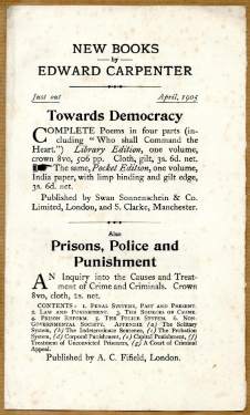 Flier - new books by Edward Carpenter - Towards Democracy, and Prisons Police and Punishment
