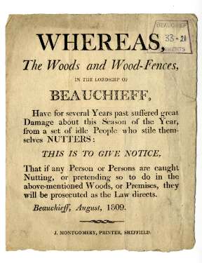Poster relating to nutters in Beauchief woods