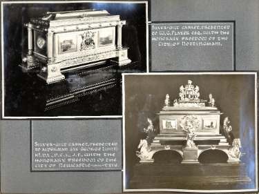 Silver gilt caskets, made by Walker and Hall