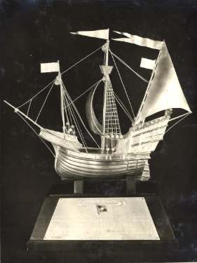 Sterling silver Nef [trade ship], made by Walker and Hall