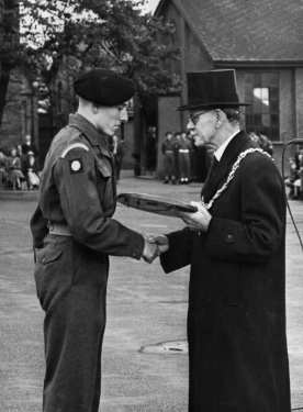 John Henry Bingham, Lord Mayor of Sheffield, 1954-1955: Pass[ing] Out Parade, York and Lancaster Regiment, Pontefract Barracks