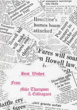 South Yorkshire County Council Christmas card - best wishes from Mike Thompson and colleagues