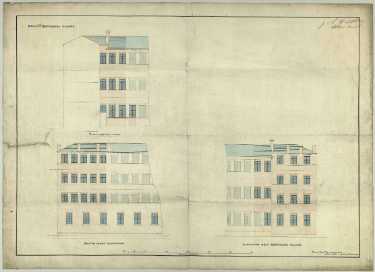 P. Ashberry and Sons Ltd., manufacturer of spoons and Britannia metal goods, etc, Bowling Green Street - elevations, 1870s