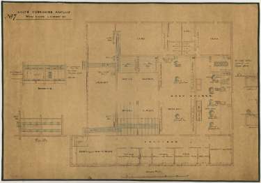 Wadsley Asylum / Middlewood Hospital - washhouse, laundry, etc., plan and sections, c. 1871