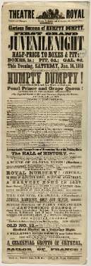 Theatre Royal playbill: Humpty Dumpty, 16 Jan 1858