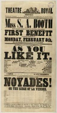 Theatre Royal playbill: As You Like It, etc., 8 Feb 1858