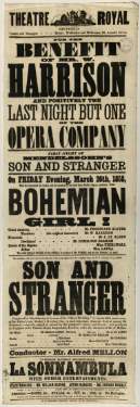 Theatre Royal playbill: The Bohemian Girl!, etc., 26 March 1858
