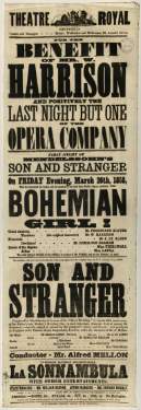 Theatre Royal playbill: The Bohemian Girl!, etc., 26 March 1858