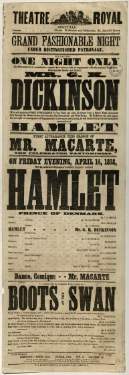 Theatre Royal playbill: Hamlet, etc., 16 Apr 1858