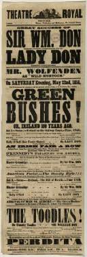 Theatre Royal playbill: Green Bushes, etc., 22 May 1858