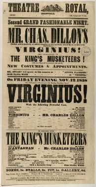 Theatre Royal playbill: Virginius, etc., 12 Nov 1858
