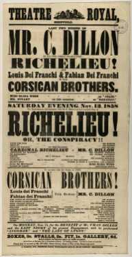 Theatre Royal playbill: Richelieu etc., 13 Nov 1858