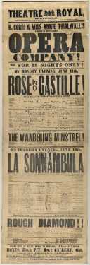 Theatre Royal playbill: Rose of Castille, etc., 11 June 1866