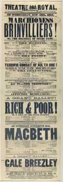 Theatre Royal playbill: Marchioness of Brinvilliers!, etc., 26 Nov 1866