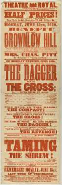 Theatre Royal playbill: The Dagger And The Cross!, etc., 15 Jun 1868