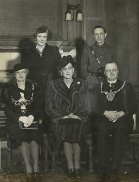 Official photograph taken at the Town Hall, for the Sheffield Telegraph, of Princess Marina (1906-1968), the Duchess of Kent's visit to Sheffield