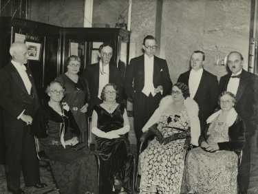 Guests at the Abbeydale Orchestra dinner showing (1st left, sitting) (later Lady Mayoress), Mrs Marshall