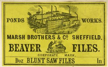 Label and trademark for Beaver files, Marsh Brothers and Co. [Ltd., steel manufacturers], Ponds Works, [Shude Lane], Sheffield, c.1872