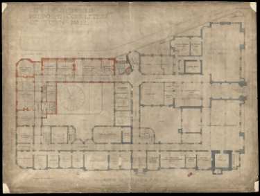 Proposed completion of Sheffield Town Hall; plan of upper ground floor, including extension to south east