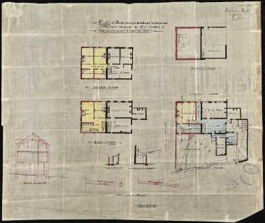 Plan of proposed alterations to premises in Paradise Square (formerly the Shrewsbury Hotel) for the trustees of the Shrewsbury Hospital estate