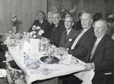 Sanderson Brothers and Newbould, steel manufacturers. Staff Christmas party at Kenwood Hall Hotel (latterly Hotel St. George and Mercure Sheffield Kenwood Hall and Spa), Kenwood Road, Nether Edge
