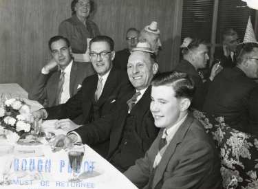 Sanderson Brothers and Newbould, steel manufacturers. Staff Christmas party at Kenwood Hall Hotel (latterly Hotel St. George and Mercure Sheffield Kenwood Hall and Spa), Kenwood Road, Nether Edge