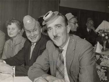 Sanderson Brothers and Newbould, steel manufacturers. Staff Christmas party at Kenwood Hall Hotel (latterly Hotel St. George and Mercure Sheffield Kenwood Hall and Spa), Kenwood Road, Nether Edge