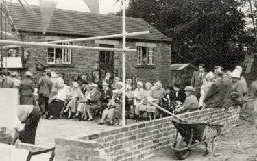 Laying of foundation stone by Mrs Norah Boot JP and outdoor ceremony for new Parish Hall, All Saints C. of E. Church, Ecclesall Road South