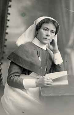 Sister Hilda Hutchinson [possibly Hilda Hutchinson] working at the 3rd Northern General Hospital (Fir Vale Hospital) Firshill Annexe