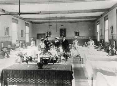 Maternity ward, City General Hospital (later known as the Northern General Hospital), Fir Vale showing (centre) Dr [William] Brander, c. 1920