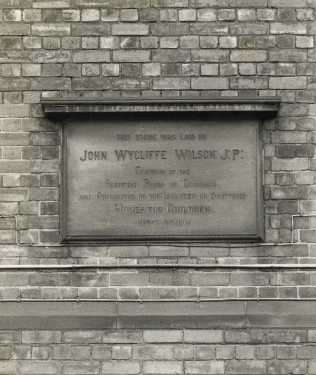 Commemorative stone, 1894, laid by John Wycliffe Wilson, JP, Northern General Hospital, Herries Road