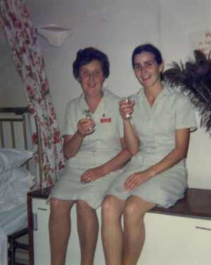 Nursing auxilliaries (left) Gladys Vince and (right) Rose Connelly, Northern General Hospital, Fir Vale