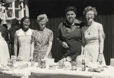 Ward sisters from the Geriatric wing on the tombola stand, Hospital garden fete, Northern General Hospital, Fir Vale