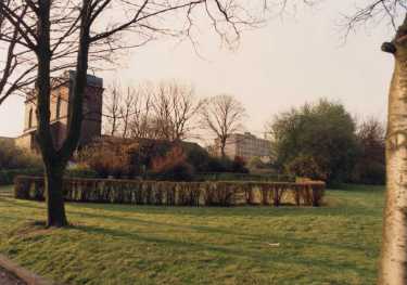 Water tower, part of the vagrants complex, showing (centre) Huntsman Building, Northern General Hospital, Fir Vale