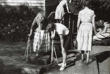 Students practising various exercises, School of Physiotherapy, Westbourne [House], Collegiate Crescent