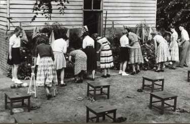 Students practising various exercises, School of Physiotherapy, Westbourne [House], Collegiate Crescent