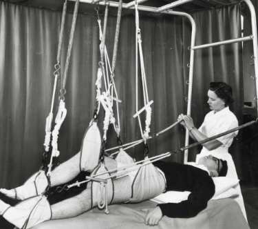 Traction exercises, School of Physiotherapy, Westbourne [House], Collegiate Crescent