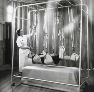Traction exercises, School of Physiotherapy, Westbourne [House], Collegiate Crescent
