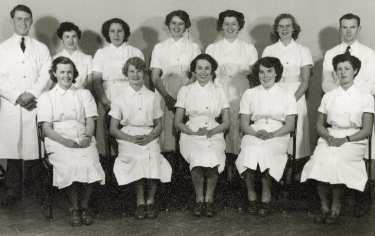 Group of doctors and nurses, School of Physiotherapy, Westbourne [House], Collegiate Crescent