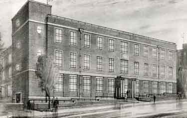 Artists' impression of building, Charles Clifford Dental Hospital, Wellesley Road, c.1960