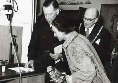 HRH Princess Alice, Duchess of Gloucester visiting the Charles Clifford Dental Hospital, Wellesley Road showing (right) Lord Mayor, Alderman Oliver Spencer Holmes 
