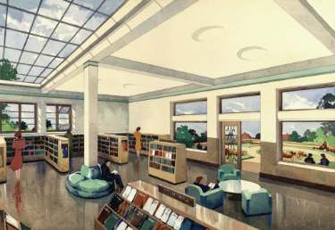 Sheffield City Architect's drawing of a proposed divisional library, lending library