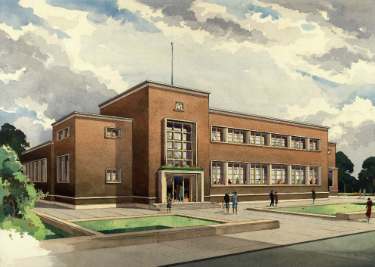 Sheffield City Architect's drawing of a proposed divisional library to serve area population of 50.000 to 100,000