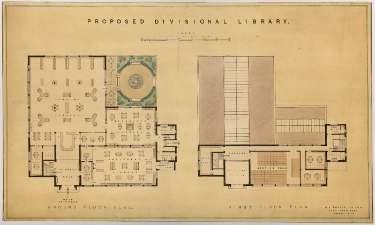 Sheffield City Architect's drawing of a proposed divisional library
