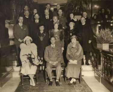 Royal visit of their Majesties King George VI and Queen Elizabeth, Town Hall, Pinstone Street showing (2nd left standing) Mrs. Ann Eliza Longden, Lord Mayor