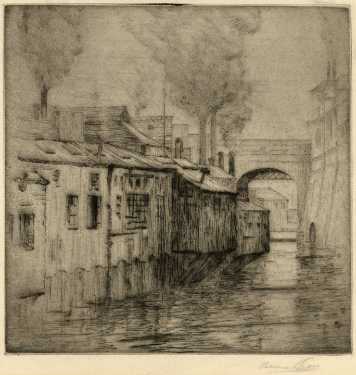 Drawing of River Don, Wicker Arches, by Bernard Carr