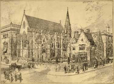 Architect's drawing for St Georges' Church, Madrid (architects: Gibbs, Flockton and Teather, Sheffield [and] Jose Lopez Sallaberry, Madrid)