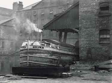 Earl T barge moored at the Canal Basin