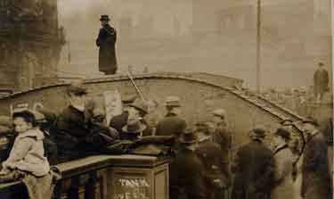 Buying war bonds from a Tank No. 30 (named Nelson) in Fitzalan Square, World War I