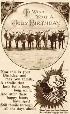 To Wish You a Jolly Birthday  - postcard from the Gloops Club organised by the Yorkshire Telegraph and Star